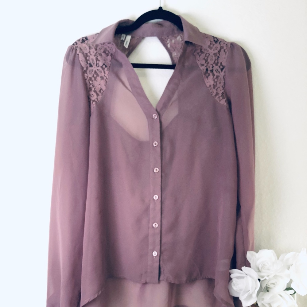 Sheer Lilac Button Down